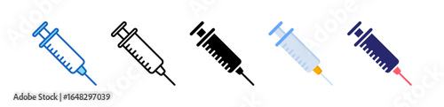 Syringe Multiple Style Icon Set Collection. 