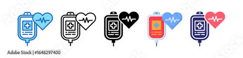 Blood Donation Multiple Style Icon Set Collection. 