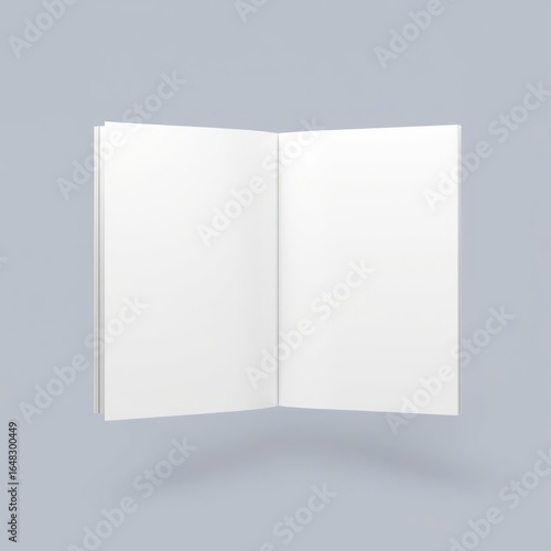 Blank white chart booklet mock up isolated 3d rendering empty opened map mockup clear folded flyer template broadsheet display for scheme or diagram front view book mockup Ultra realistic Pho