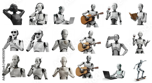 several different reactions of humanoid robots
