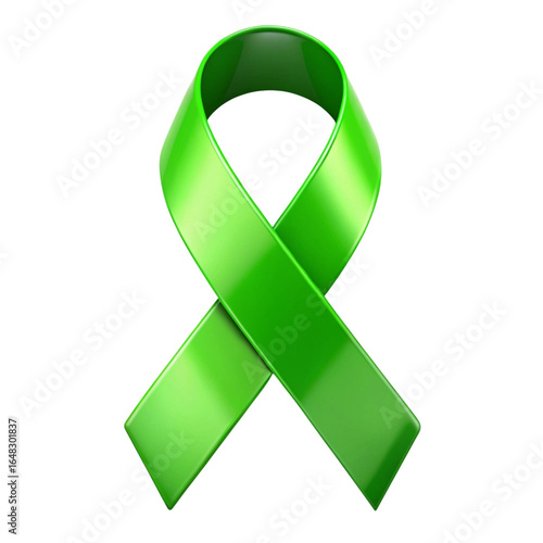 Vibrant green awareness ribbon on black background for health and support campaigns