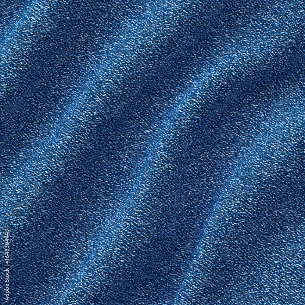 Fototapeta premium Close-up of blue denim fabric with visible weave texture and subtle shadows creating a slightly folded appearance