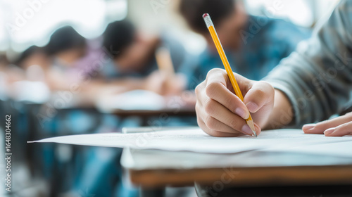 Students Taking a Written Exam in Education Setting