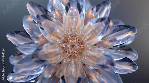 Intricate Abstract Crystal Flower Design with Shimmering Depths with ai generated