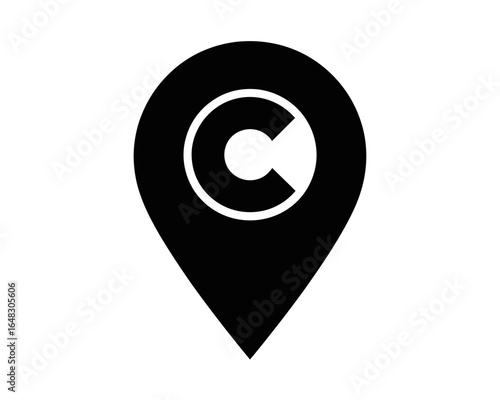 Copyright symbol inside a location pin icon
