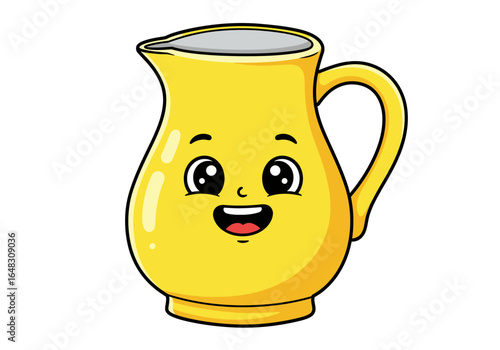 Cartoon Yellow Pitcher with a Smiling Face