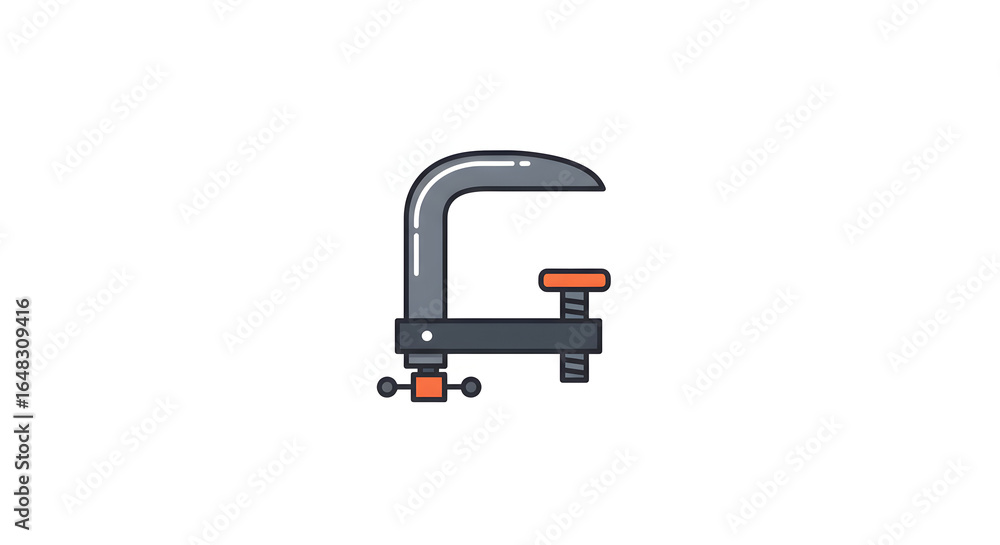 Fototapeta premium C-Clamp or G-Clamp Flat Design Icon. Industrial Tool for Woodworking, Metalworking, and DIY Projects.