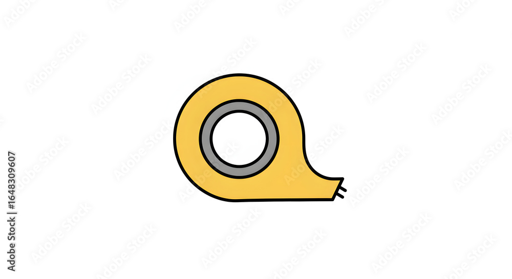 Obraz premium Yellow adhesive tape roll with unrolled end, simple vector illustration on white background
