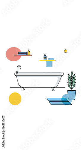 Modern bathroom design featuring a clawfoot bathtub and minimalist decor elements