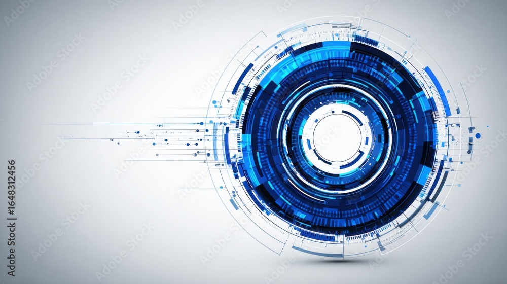 Fototapeta premium Unique blue and white circular shape in ai-driven market insight icon concept featuring abstract radar design elements