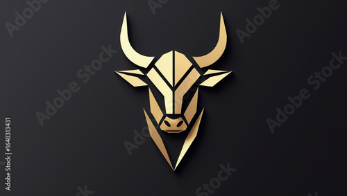 Golden bull logo design vector illustration animal taurus zodiac sign symbol graphic art template concept
