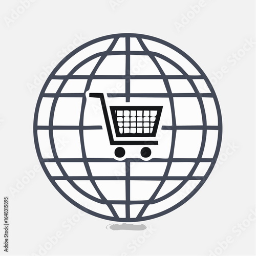 Global Shopping Online Retail Concept Represented by Globe and Shopping Cart Icon