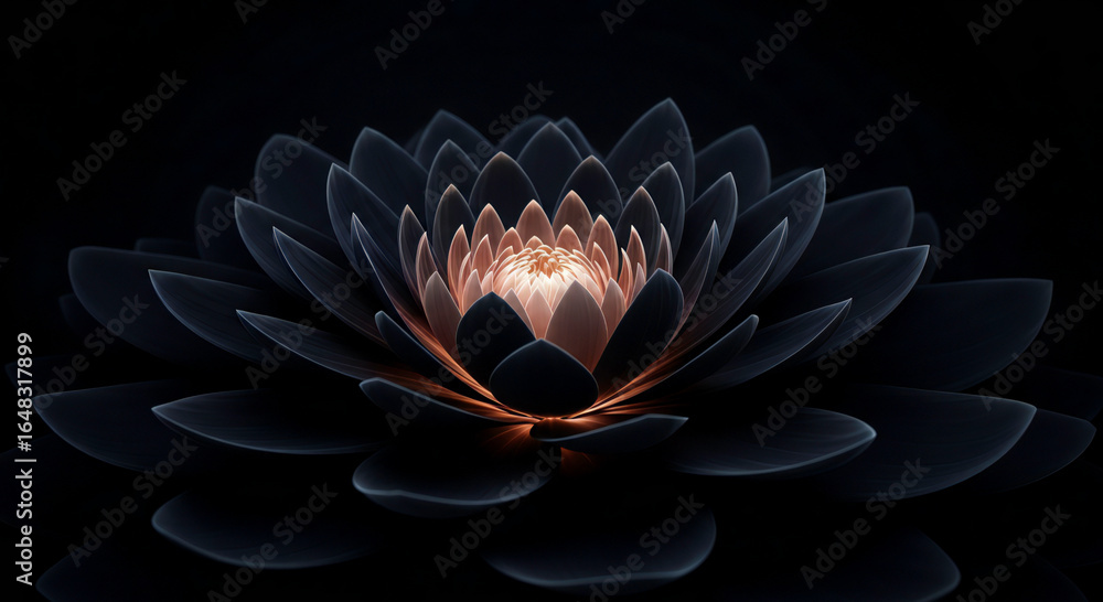 Fototapeta premium Surreal Black Flower Opening in Darkness