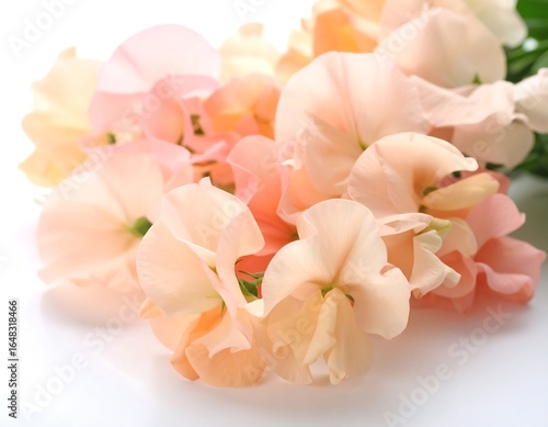 Delicate pastel peach sweet peas