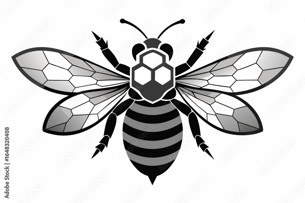 Fototapeta premium Wasp and bee vector illustration on white background