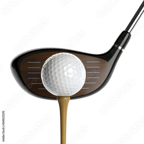 golf stick hitting white golf ball on transparent background