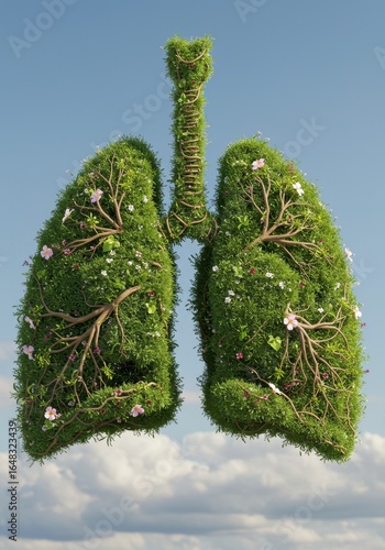 Verdant vitality: A conceptual representation of lungs blooming with flourishing greenery and