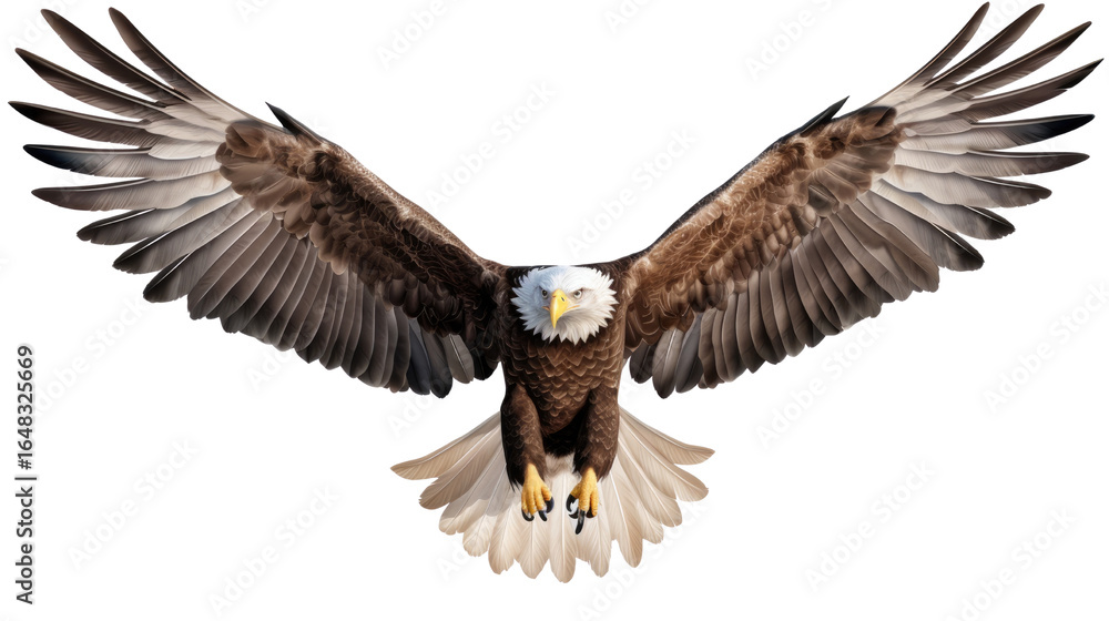 Obraz premium powerful eagle glides through the air on white background