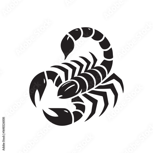 minimalist scorpion logo with white background