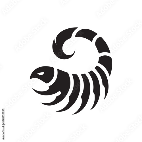 minimalist scorpion logo with white background