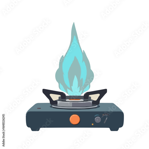 Flat colored portable stove vector illustration with transparent background 