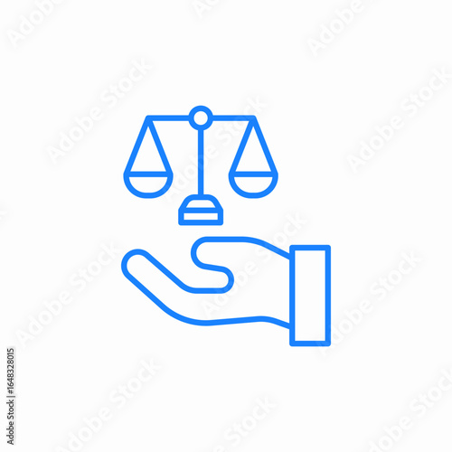 justice scale in hand icon sign vector