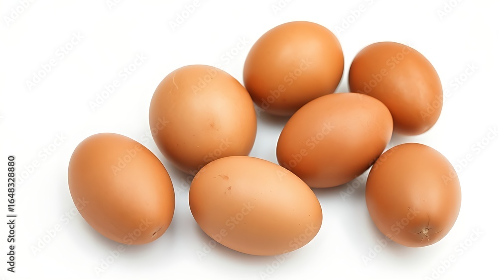 Brown eggs on a white surface, showcasing natural texture and subtle shadows in a minimalist composition. Brown eggs on a white surface, showcasing natural texture and subtle shadows in a minimalist composition.