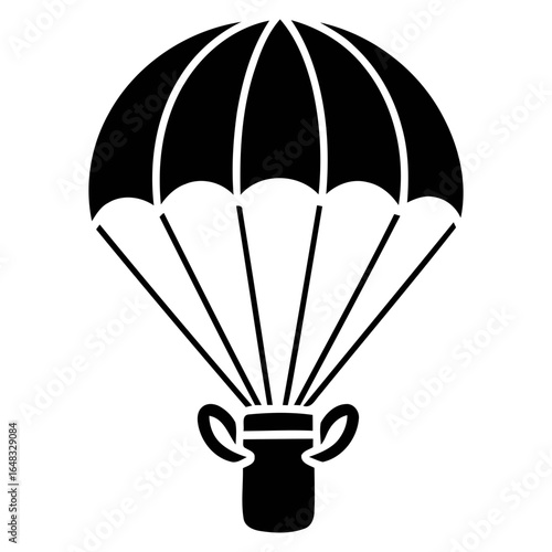 Parachute Icon Black Silhouette Design