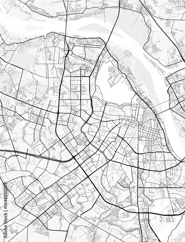 Fototapeta premium Hanoi City Map. Minimalist black and white line art poster for printing, wallpaper, wall art for home and office decor