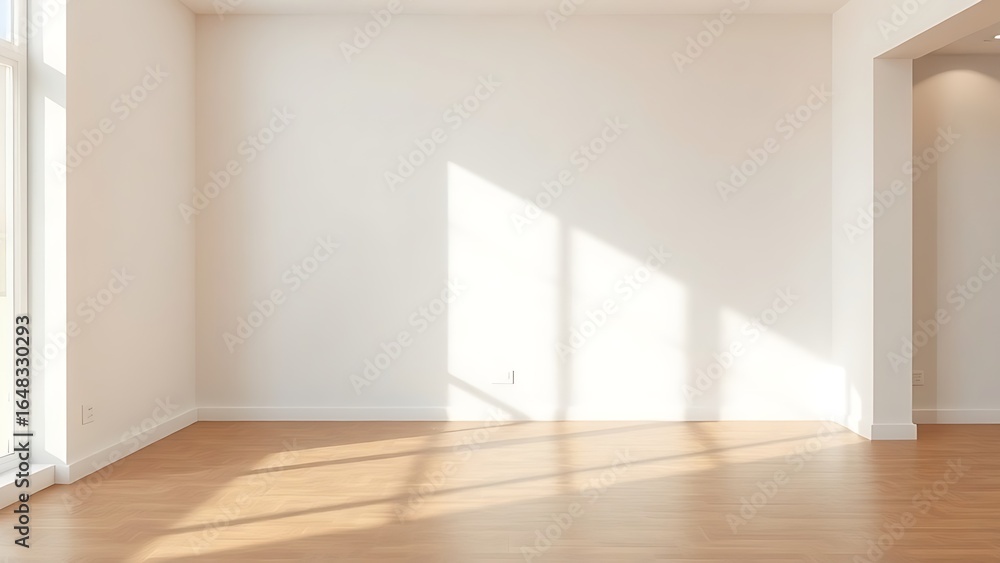 Fototapeta premium A serene minimalist living room corner with wooden accents, showcasing simplicity and elegance.