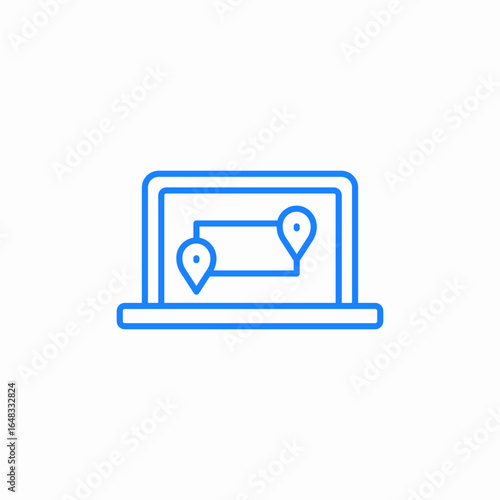 laptop location map icon sign vector