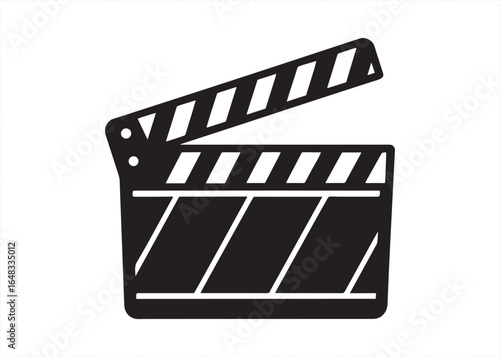Movie Clapperboard Silhouette Vector Illustration Isolated on White Background.