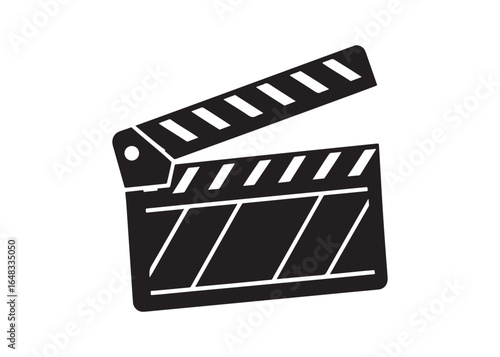 Movie Clapperboard Silhouette Vector Illustration Isolated on White Background.