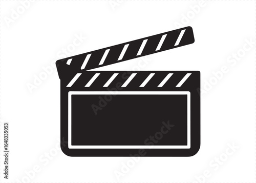 Movie Clapperboard Silhouette Vector Illustration Isolated on White Background.