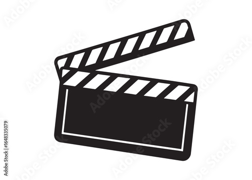 Movie Clapperboard Silhouette Vector Icon for Film Production.
