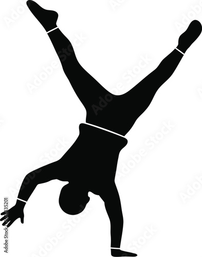 A man is doing a handstand, a simple and clean vector illustration