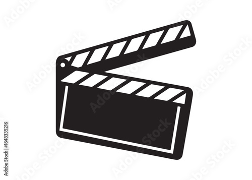 Movie Clapperboard Silhouette Vector Icon for Film Production.
