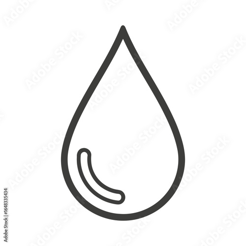 Water Drop Line Art Vector Icon Isolated on White Background