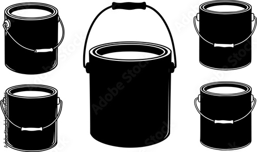 paint can silhouette, black and white silhouette, vector and illustration