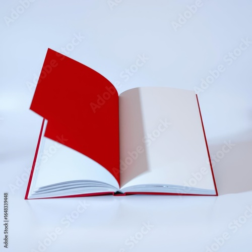 Open blank book red cover white background studio shot design mockup book mockup blank template isolated book professional presentation blank empty  creative composition versatile use  p