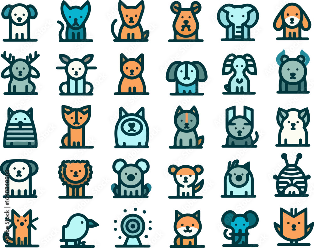Vector sketch illustration image design collection of cute animal symbols icons, cool, modern abstract models for decoration Vector sketch illustration image design collection of cute animal symbols icons, cool, modern abstract models for decoration