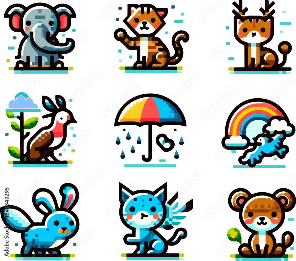 Fototapeta premium Vector sketch illustration of a collection of cute, adorable, cool, modern abstract animal designs for decoration