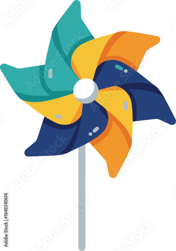 Colorful Pinwheel Toy on Stick Vector illustration