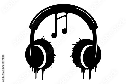 Graffiti Headphones & Music Notes: Urban Art Vector