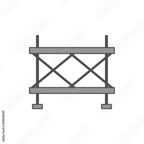 A simple illustration of a construction scaffold, depicted in a flat, minimalist style, suitable for architectural and building-related projects on a clean white background.