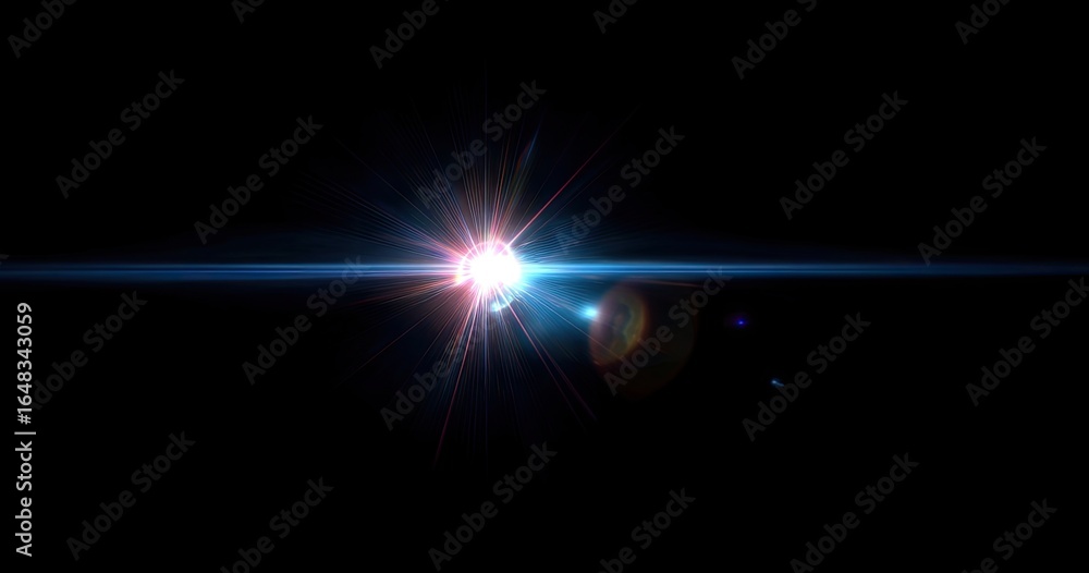 Obraz premium Bright lens flare against black background