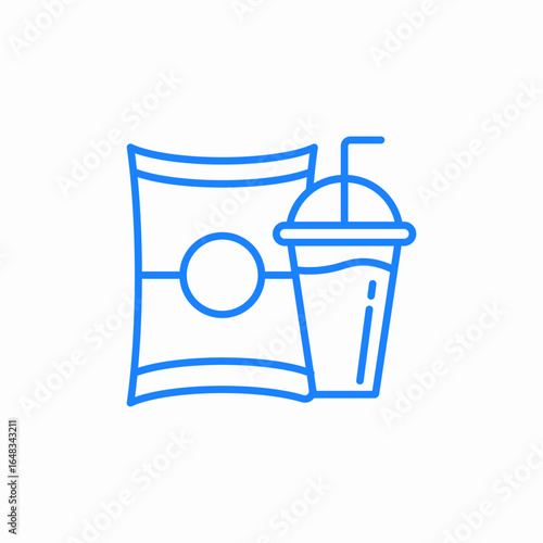 chips bag drink cup straw icon sign vector