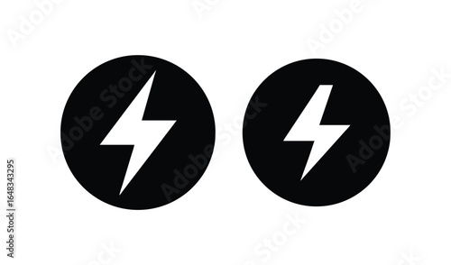 Two white lightning bolt symbols inside black oval shapes on a white background