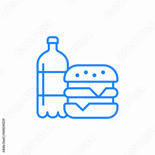 fast food burger and drink bottle icon sign vector