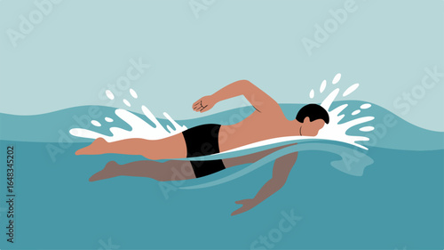 Swimmer Performing Crawl Stroke in Water